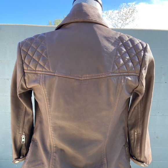 All Saints Cropped Cargo Leather Jacket - Picture 4 of 9